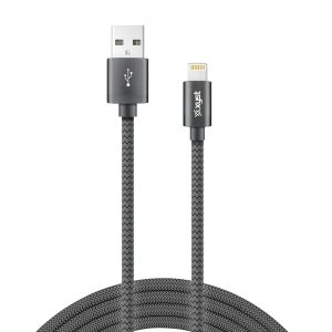 XYST XYS-L10204B Charge and Sync USB to Lightning Braided Cable, 10 Ft. (Black)