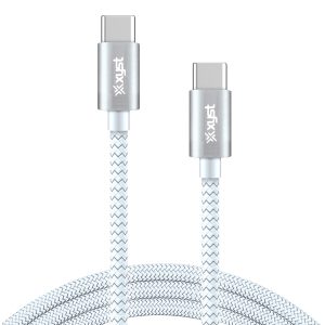 XYST XYS-C10604B 10-Ft. Braided USB-C to USB-C Cable, White