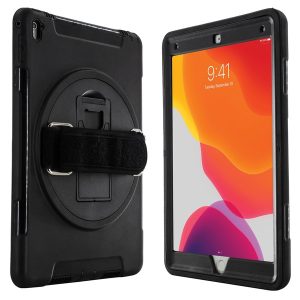 CTA Digital PAD-PCGK10 Protective Case with Built-in 360? Rotatable Grip Kickstand for iPad (Black)