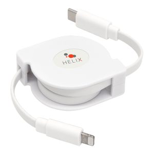 HELIX ETHRTCLT Retractable 3.2-Ft. Lightning to USB-C Charge and Sync Cable