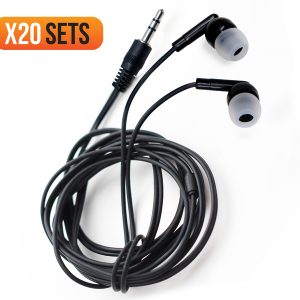 Digital Energy DEFT-1737 IE36 Earphones, Noise Canceling, Black (20 Pack)