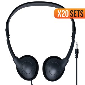 Digital Energy DEFT-1738 OH54 On-Ear Headphones, Black (20 Pack)