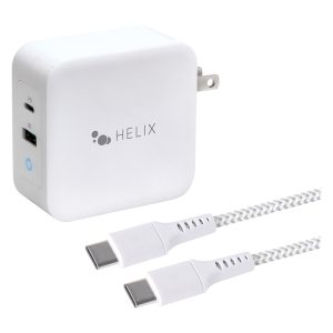 HELIX ETHNBC100 Pro Series 100-Watt PD GaN USB-C Charger with 6-Ft. Braided USB-C to USB-C Cable