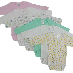 Girls Long Sleeve Printed Onezie Variety 6 Pack Cs_102m_103m