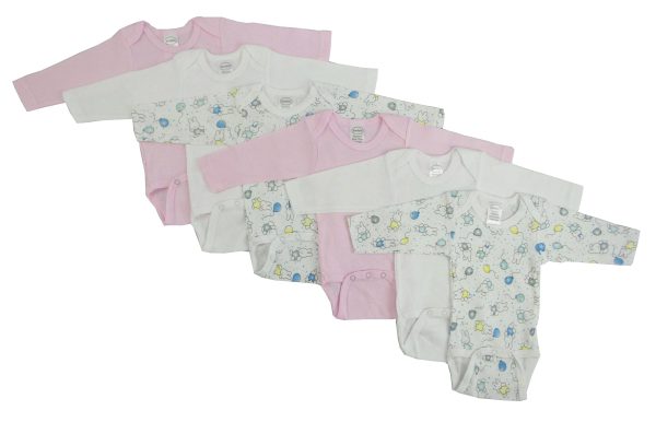 Girls Long Sleeve Printed Onezie Variety 6 Pack Cs_103nb_103nb