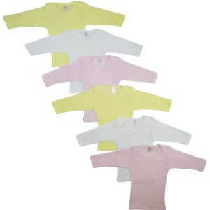 Girls Pastel Variety Long Sleeve Lap T-shirts  6 Pack Cs_052s_052s