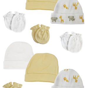 Baby Boy, Baby Girl, Unisex Infant Caps And Mittens (pack Of 12) Nc_0391