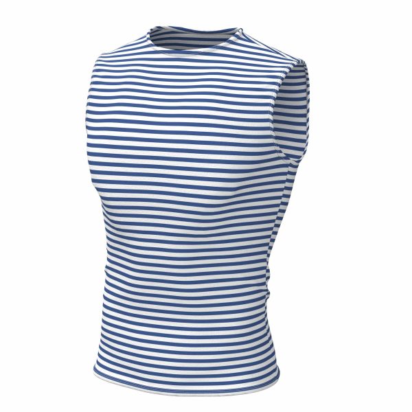 Genuine Striped Tank Top Sleeveless Shirt Light Blue Cotton Original Telnyashka Тельняшка L