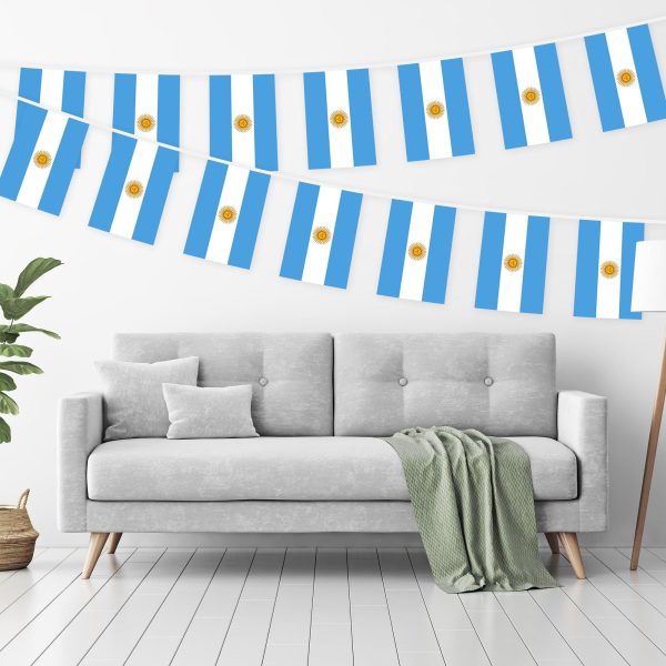 G128 Argentina Argentinian Bunting Banner | Flag 8.2 x 5.5 Inch, Full String 33 Feet | Printed 150D Polyester, Decorations For Bar, School, Festival Events Celebration - Image 2