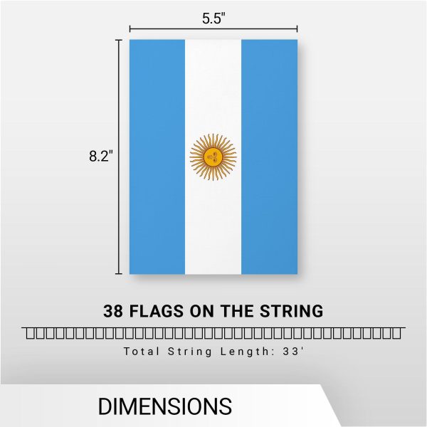 G128 Argentina Argentinian Bunting Banner | Flag 8.2 x 5.5 Inch, Full String 33 Feet | Printed 150D Polyester, Decorations For Bar, School, Festival Events Celebration - Image 7