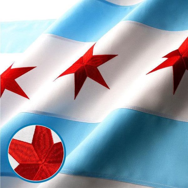 Chicago City Flag 4x6FT Embroidered 220GSM Spun Polyester Illinois - Image 2