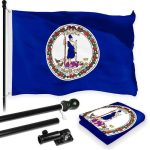 G128 Combo Pack: 6 Feet Tangle Free Spinning Flagpole (Black) Virginia VA State Flag 3x5 ft Printed 150D Brass Grommets (Flag Included) Aluminum Flag Pole