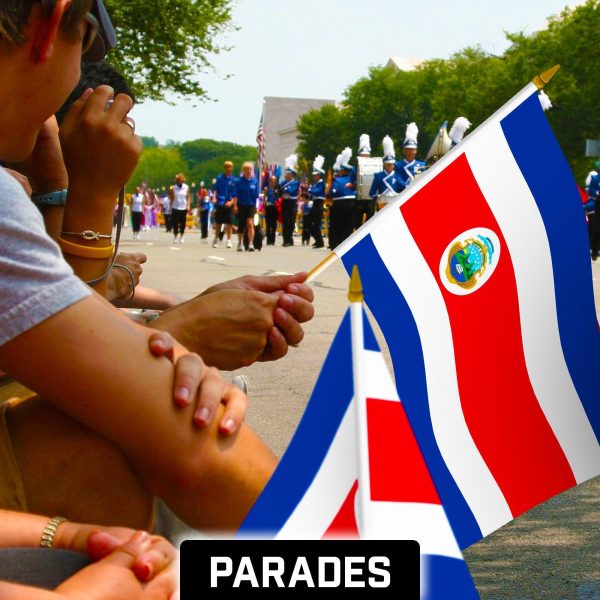 G128 30 Pack Handheld Costa Rica Costa Rican Stick Flags | 12x18 In | Printed 150D Polyester, Country Flag, Solid Wooden Stick, Spear Gold Tip - Image 5