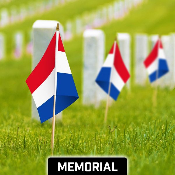 G128 30 Pack Handheld Netherlands Dutch Stick Flags | 12x18 In | Printed 150D Polyester, Country Flag, Solid Wooden Stick, Spear Gold Tip - Image 4