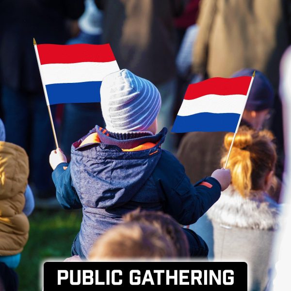 G128 30 Pack Handheld Netherlands Dutch Stick Flags | 12x18 In | Printed 150D Polyester, Country Flag, Solid Wooden Stick, Spear Gold Tip - Image 6