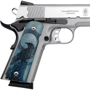 1911 Raven Series 1911 Wooden Pistol Grips Ambi Safety Cut for 1911 Full Size 1911 Accessories 1911 Parts (Blue Raven)