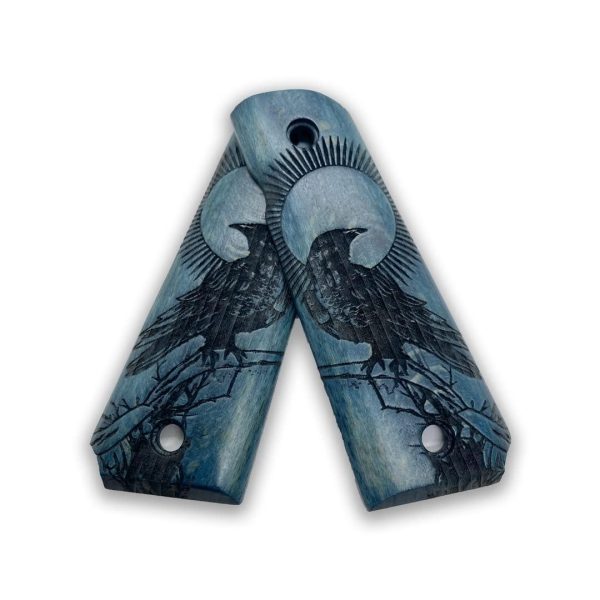 1911 Raven Series 1911 Wooden Pistol Grips Ambi Safety Cut for 1911 Full Size 1911 Accessories 1911 Parts (Blue Raven) - Image 6