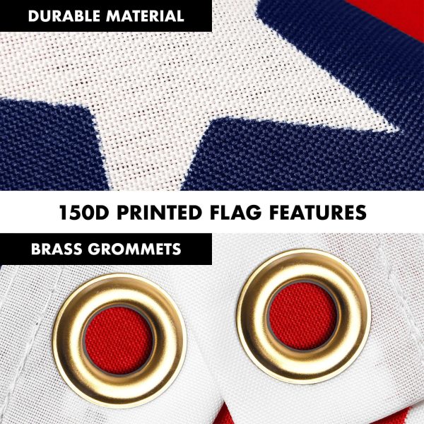 G128 Combo Pack: 6 Ft Tangle Free Aluminum Spinning Flagpole (White) & American USA Yacht Ensign Flag 3x5 Ft, LiteWeave Pro Series Printed 150D Polyester | Pole with Flag Included - Image 4