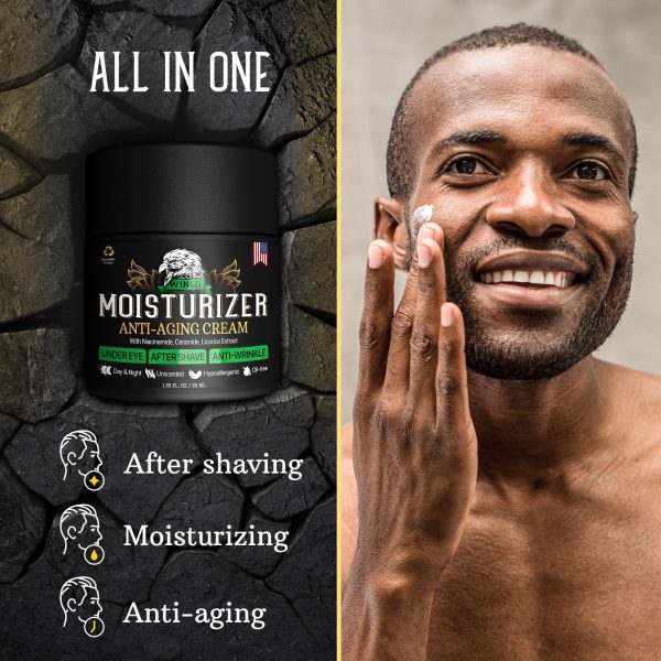 All In One Mens Face Moisturizer Cream   After Shave Lotion for Men   Anti Aging & Wrinkle   Vitamin B E Collagen Aloe Vera   Organic Day & Night Skin Care 1.85 oz - Image 3