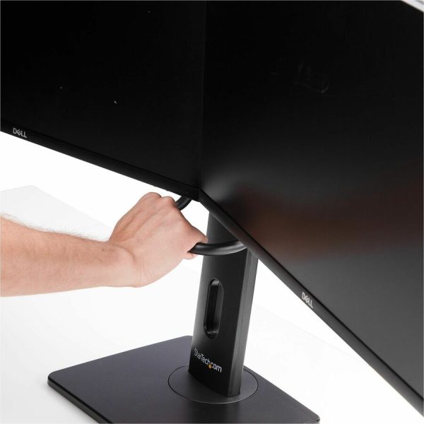 StarTech.com Crossbar Dual Monitor Desk Stand For 27inch Screens, Max Cap 26.4lb, VESA Mount 75x75/100x100, Toolless Height Adjustment - Image 5