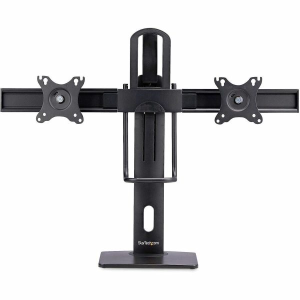 StarTech.com Crossbar Dual Monitor Desk Stand For 27inch Screens, Max Cap 26.4lb, VESA Mount 75x75/100x100, Toolless Height Adjustment - Image 8
