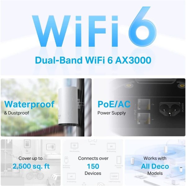TP-Link Deco X50-Outdoor(1-pack) - AX3000 Dual Band Outdoor/Indoor WiFi 6 Mesh, 1-Pack - Image 5
