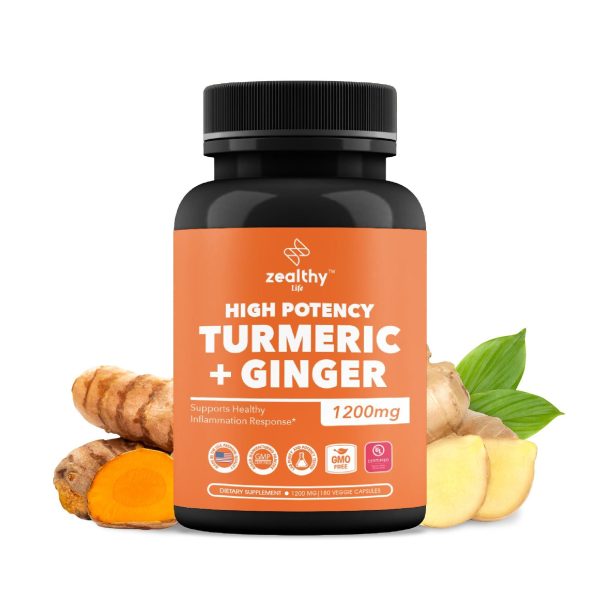 Zealthy Life   High Potency 1200mg Turmeric and Ginger Supplement Antioxidant Ginger & Turmeric Supplement Turmeric Ginger Supplements for Joint Support Renewing Ginger & Turmeric Capsules* 180 - Image 2