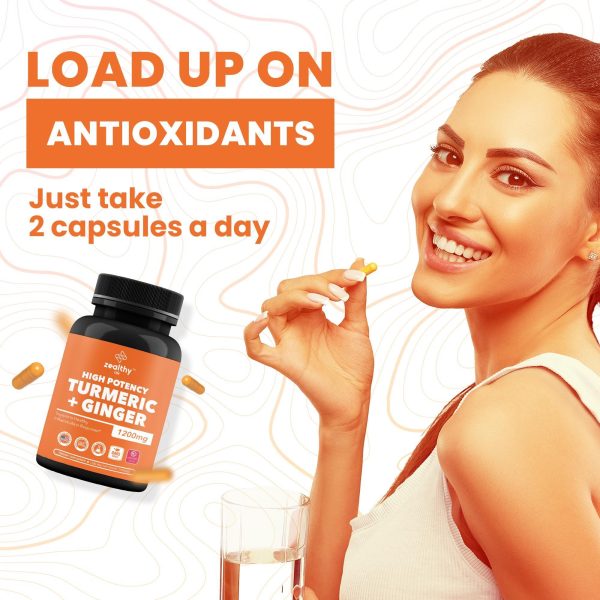 Zealthy Life   High Potency 1200mg Turmeric and Ginger Supplement Antioxidant Ginger & Turmeric Supplement Turmeric Ginger Supplements for Joint Support Renewing Ginger & Turmeric Capsules* 180 - Image 8