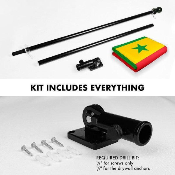 G128 Combo Pack: 6 Feet Tangle Free Spinning Flagpole (Black) Senegal Senegalese Flag 3x5 ft Printed 150D Brass Grommets (Flag Included) Aluminum Flag Pole - Image 2