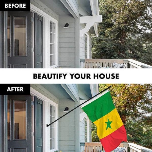 G128 Combo Pack: 6 Feet Tangle Free Spinning Flagpole (Black) Senegal Senegalese Flag 3x5 ft Printed 150D Brass Grommets (Flag Included) Aluminum Flag Pole - Image 3