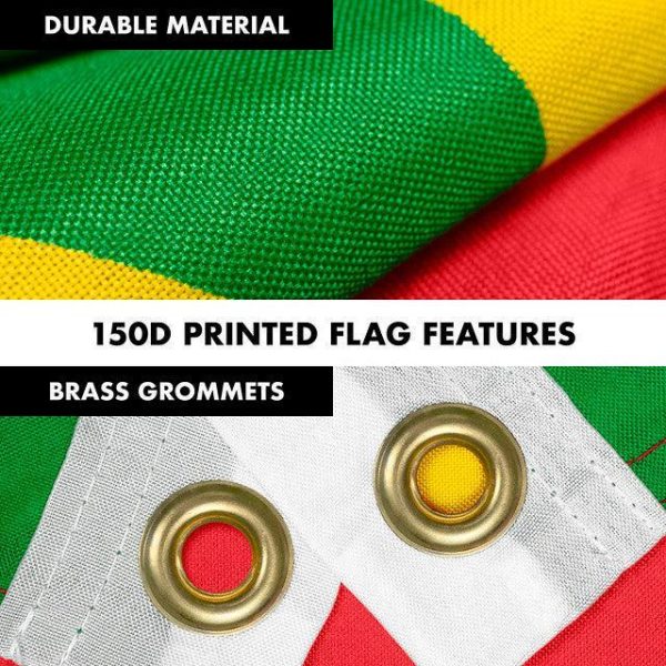 G128 Combo Pack: 6 Feet Tangle Free Spinning Flagpole (Black) Senegal Senegalese Flag 3x5 ft Printed 150D Brass Grommets (Flag Included) Aluminum Flag Pole - Image 4
