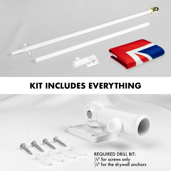 G128 - 6 Feet Tangle Free Spinning Flagpole (White) Australia Brass Grommets Printed 3x5 ft (Flag Included) Aluminum Flag Pole - Image 2