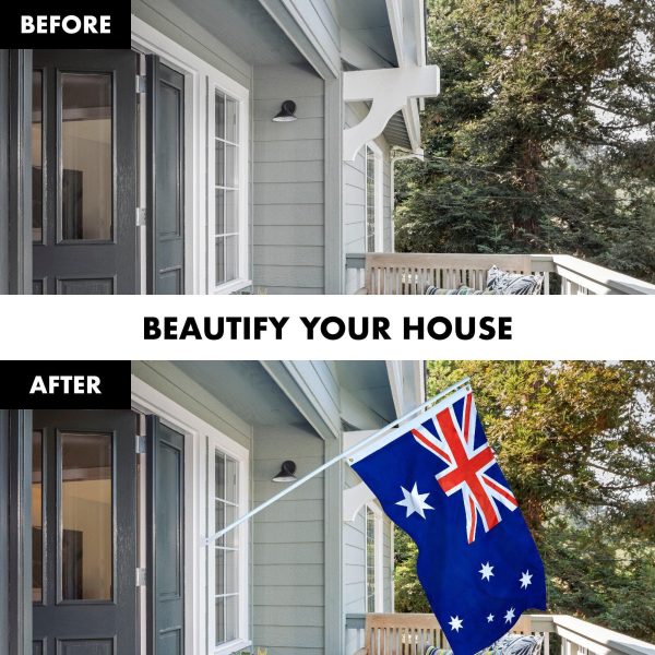 G128 - 6 Feet Tangle Free Spinning Flagpole (White) Australia Brass Grommets Printed 3x5 ft (Flag Included) Aluminum Flag Pole - Image 3