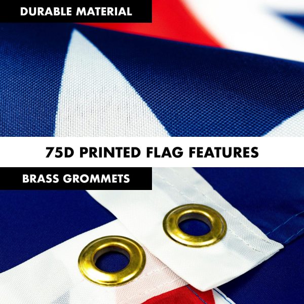 G128 - 6 Feet Tangle Free Spinning Flagpole (White) Australia Brass Grommets Printed 3x5 ft (Flag Included) Aluminum Flag Pole - Image 4