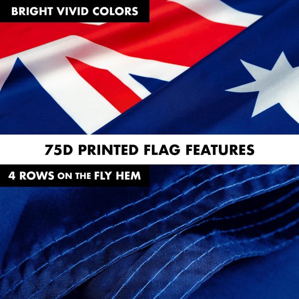G128 - 6 Feet Tangle Free Spinning Flagpole (White) Australia Brass Grommets Printed 3x5 ft (Flag Included) Aluminum Flag Pole - Image 5