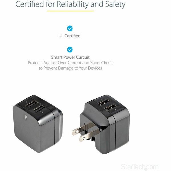 StarTech.com Travel USB Wall Charger - 2 Port - Black - Universal Travel Adapter - International Power Adapter - USB Charger - Image 5