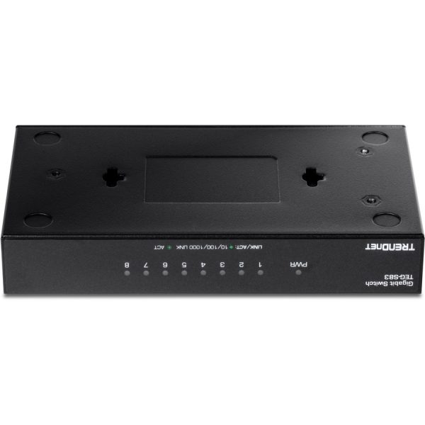 TRENDnet 8-Port Gigabit Desktop Switch, TEG-S83, 8 x Gigabit RJ-45 Ports, 16Gbps Switching Capacity, Fanless Design, Metal Enclosure, Lifetime Protection, Black - Image 3