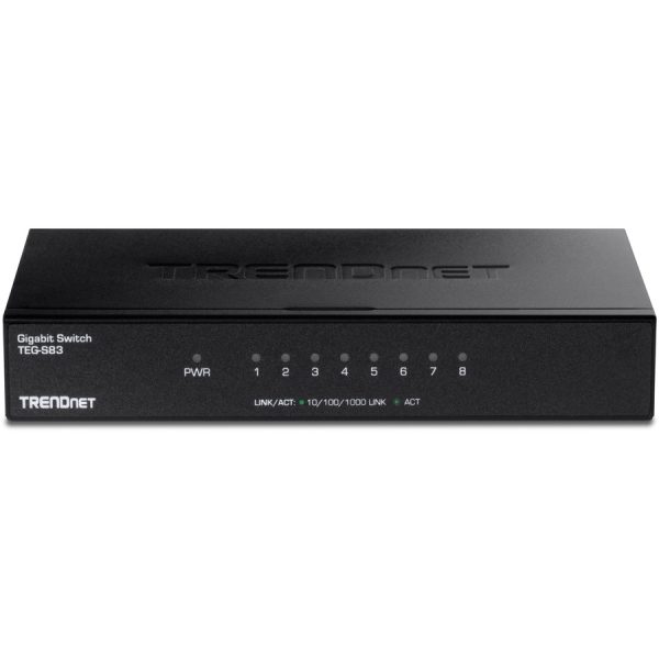 TRENDnet 8-Port Gigabit Desktop Switch, TEG-S83, 8 x Gigabit RJ-45 Ports, 16Gbps Switching Capacity, Fanless Design, Metal Enclosure, Lifetime Protection, Black - Image 4