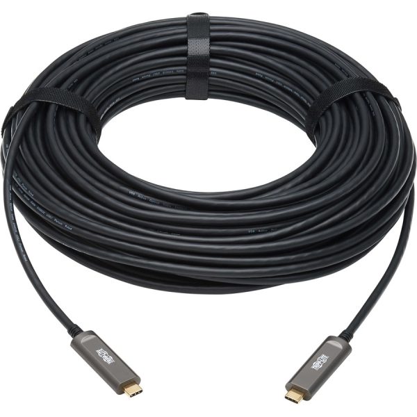 Eaton Tripp Lite Series USB-C AOC Cable (M/M) - USB 3.2 Gen 2 (10 Gbps) Plenum-Rated Fiber Active Optical Cable - Data Only, Black, 20 m (66 ft.)
