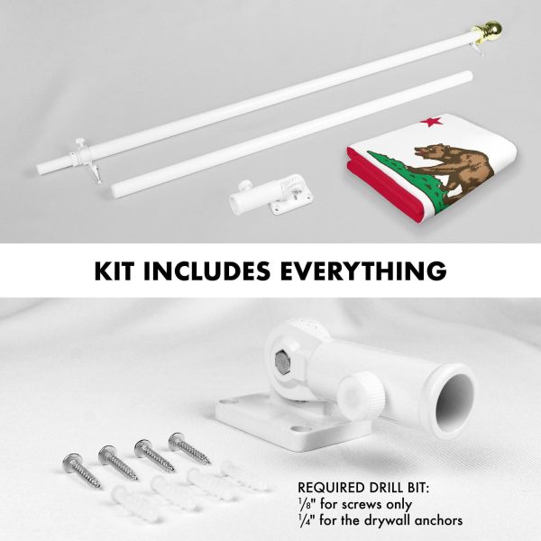 G128 Combo Pack: 6 Ft Tangle Free Aluminum Spinning Flagpole (White) & California CA State Flag 3x5 Ft, LiteWeave Pro Series Printed 150D Polyester, 4 Corner Brass Grommets | Pole with Flag Included - Image 2