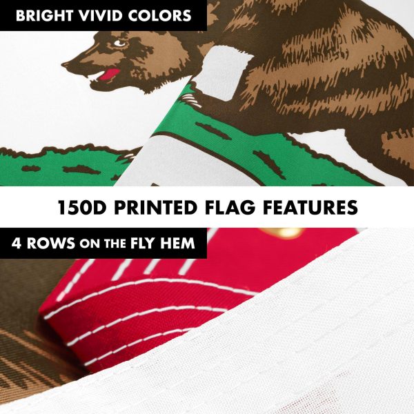 G128 Combo Pack: 6 Ft Tangle Free Aluminum Spinning Flagpole (White) & California CA State Flag 3x5 Ft, LiteWeave Pro Series Printed 150D Polyester, 4 Corner Brass Grommets | Pole with Flag Included - Image 5