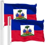 G128 2 Pack: Haiti Haitian Flag | 3x5 Ft | LiteWeave Pro Series Printed 150D Polyester | Country Flag, Indoor/Outdoor, Vibrant Colors, Brass Grommets, Thicker and More Durable Than 100D 75D Polyester