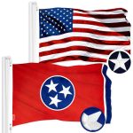 G128 Combo Pack: American USA Flag 2x3 Ft & Tennessee TN State Flag 2x3 Ft | Both ToughWeave Series Embroidered Polyester, Embroidered Design, Indoor/Outdoor, Brass Grommets