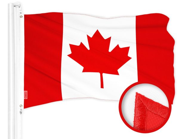 G128 Combo Pack: American USA Flag 3x5 Ft & Canada Canadian Flag 3x6 Ft | Both ToughWeave Series Embroidered 210D Polyester, Embroidered Design, Indoor/Outdoor, Vibrant Colors, Brass Grommets - Image 2