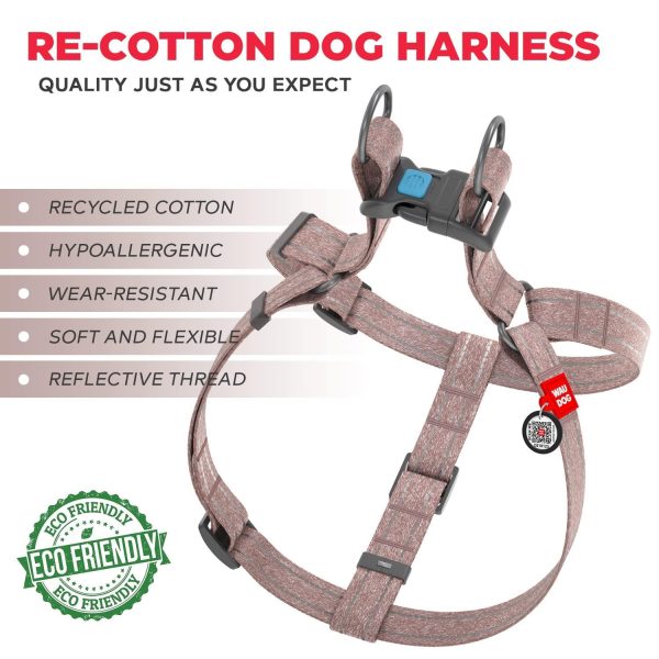 Re Cotton Dog Harness Eco Friendly Dog Harness for Small Dogs Medium & Large Dogs   Reflective Dog Harness with QR ID Tag   Puppy Harness with Adjustable Size for Male & Female Dogs - Image 2