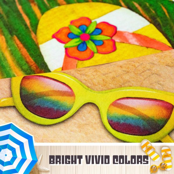 G128 Welcome Summer Sandals & Sunglasses Garden Flag | 12x18 Inch | 150D Polyester - Rustic Holiday Seasonal Outdoor Flag - Image 3