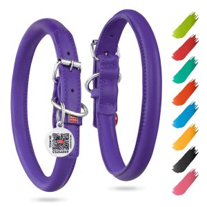Ultra Soft Rolled Leather Dog Collar for Small Dogs   Soft Padded Dog Collars for Medium Dogs   Puppy Collars for Large Breed Dogs   Male and Female Dog Collar