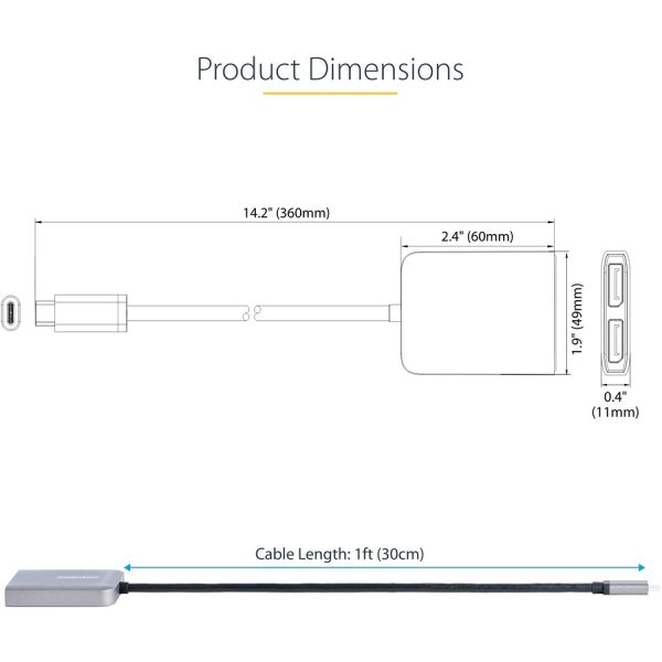 StarTech.com USB-C to Dual DisplayPort 1.4 Adapter, USB Type-C Multi-Monitor MST Hub, Dual 5K 60Hz DP Display Extender / Splitter, Windows - Image 6
