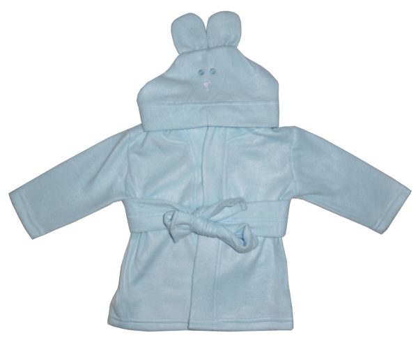 Fleece Robe With Hoodie Blue 965b