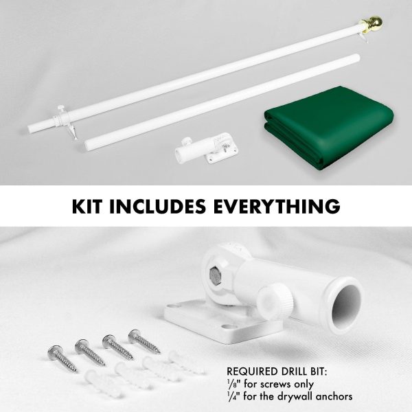 G128 Combo Pack: 5 Ft Tangle Free Aluminum Spinning Flagpole (White) & Solid Dark Green Color Flag 2.5x4 Ft, LiteWeave Pro Series Printed 150D Polyester | Pole with Flag Included - Image 2